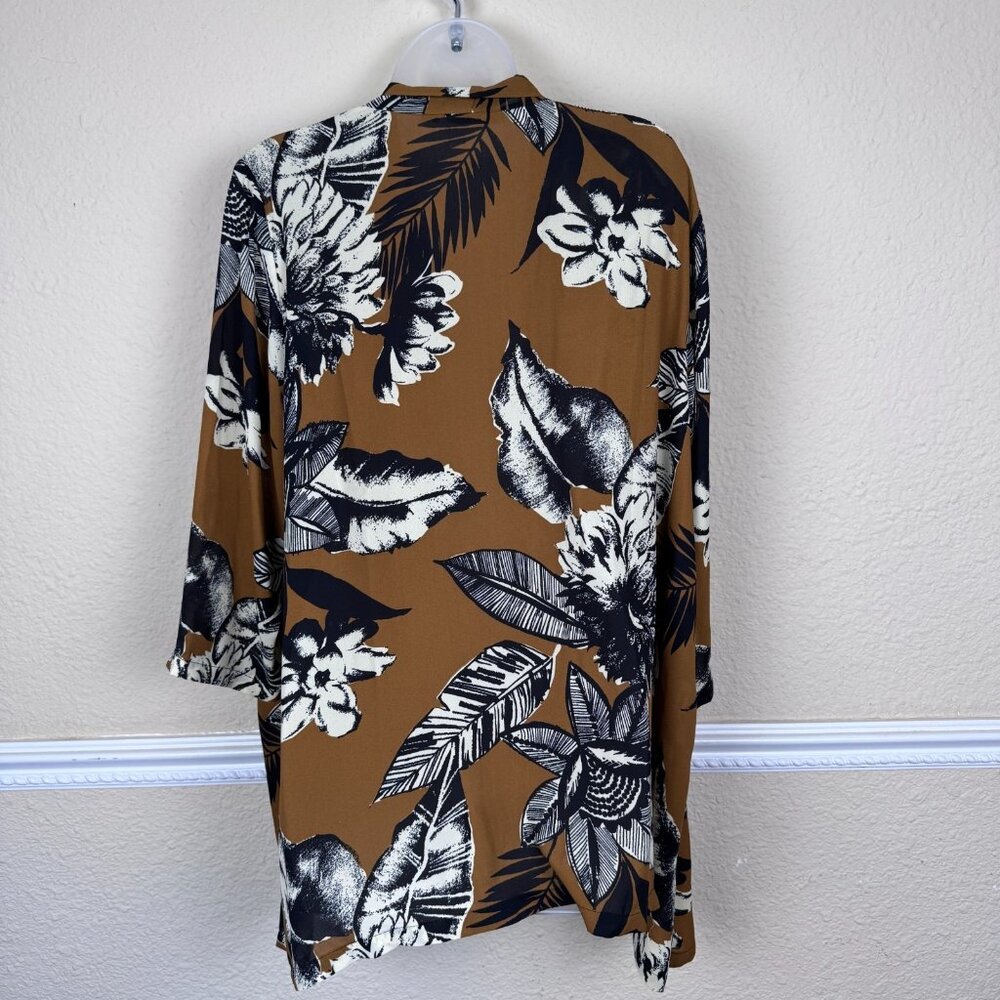 Linea by Louis Dell'Olio Open Front Cardigan Kimono Top Women L Art Floral - Picture 3 of 8